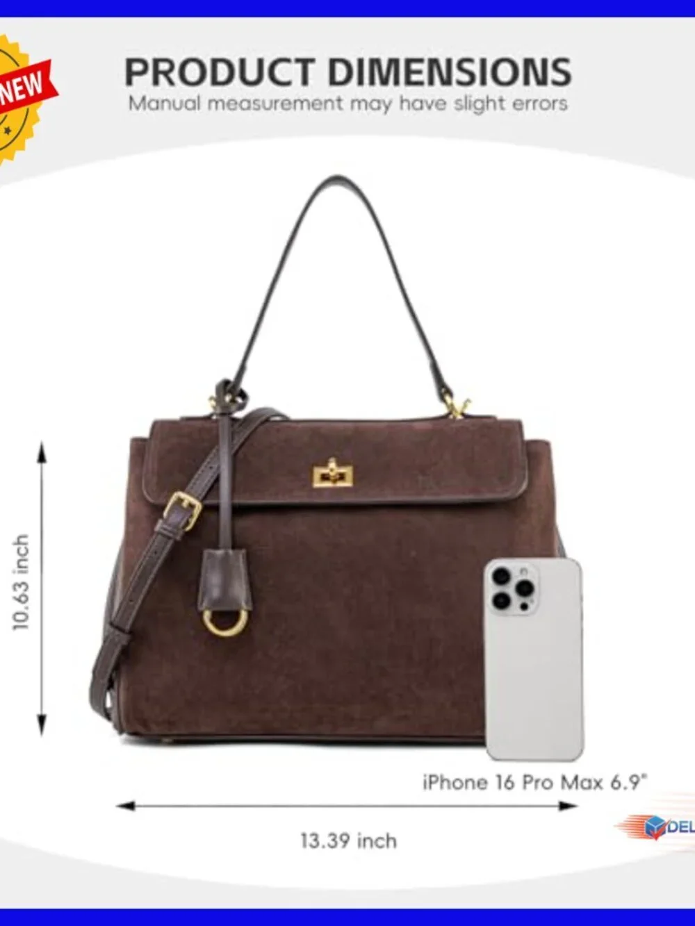 Large Suede Leather Tote Bag Adjustable Strap Work Travel Satchel